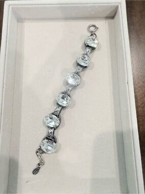 Catherine Popesco Silver Bracelet with Clear Oval Crystals